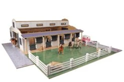 KidsGlobe Manege Paardenstal Met 7 Boxen En Weiland -Speelwereld Winkel 610311 kidsglobe paardenstal manege grey white 1