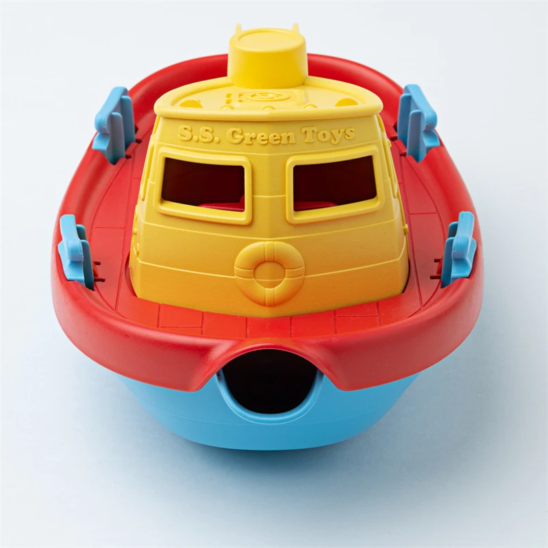 Green Toys Green-Toys Sleepboot Rood Met Geel Handvat GreenToys 5 Green Toys Green-Toys Sleepboot Rood Met Geel Handvat GreenToys - Afbeelding 3