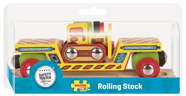 BigJigs BJT415 Rail Wagon Bulldozer Lader Houten Trein 4 BigJigs BJT415 Rail Wagon Bulldozer Lader Houten Trein - Afbeelding 2