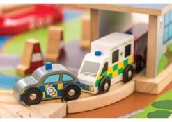BigJigs BJT049 Treintafel Brandweer Spoortafel Houten Trein -Speelwereld Winkel bigjigs bt049 brandwweer trein set en tafel 3