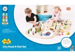 BigJigs BJT032 City Road & Rail Houten Treinbaan -Speelwereld Winkel bigjigs treinset bjt032 treinen en autobaanset houten trein.jpeg 1