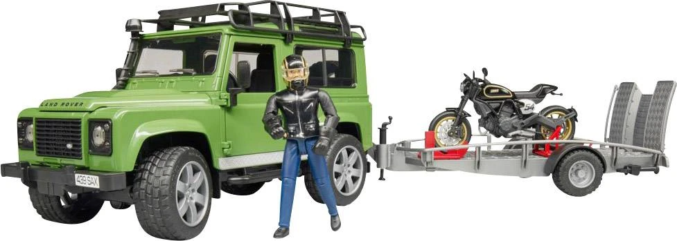 Bruder 2598 Landrover Defender+aanhanger+motorfiets Ducati 4 Bruder 2598 Landrover Defender+aanhanger+motorfiets Ducati - Afbeelding 2