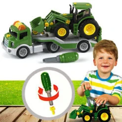 Dieplader + Tractor John Deere Met Voorlader – Constructiespeelgoed – Theo Klein 3908 -Speelwereld Winkel dieplader met tractor john deere theo klein 3908 1 1