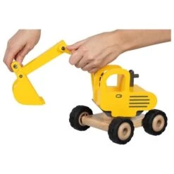Goki 55898 Houten Graafmachine Bouwvoertuig Excavator -Speelwereld Winkel goki 55898 graafmachine excavator houten speelgoed 1