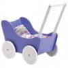Houten Poppenwagen Purple -Speelwereld Winkel houten poppenwagen paars wit 1