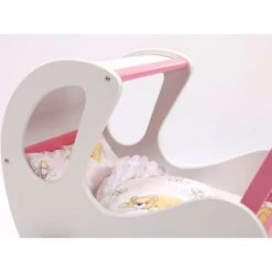 Houten Poppenwagen De Luxe White Incl. Dekbed / Slaapzak -Speelwereld Winkel houten poppenwagen met kap pallas wit rose 2