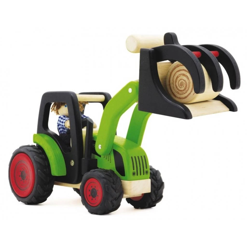 Pintoy Houten Tractor Met Voorlader 5 Pintoy Houten Tractor Met Voorlader - Afbeelding 3