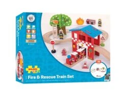 BigJigs BJT037 Fire&Rescue Train Set -Speelwereld Winkel houten treinset bigjigs bjt037 fire rescue train set 39dlg 1