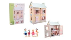 Joueco Houten Poppenhuis Met 15 Meubeltjes En 4 Popjes