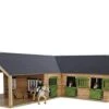 Kidsglobe Paardenstal Met 4 Boxen En Berging Bruin/groen -Speelwereld Winkel kidsglobe hoek paardenstal 4 paardenboxen bruingroen met berging