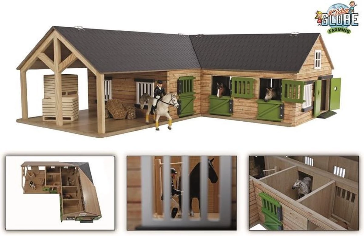 Kidsglobe Paardenstal Met 4 Boxen En Berging Bruin/groen 9 Kidsglobe Paardenstal Met 4 Boxen En Berging Bruin/groen - Afbeelding 7