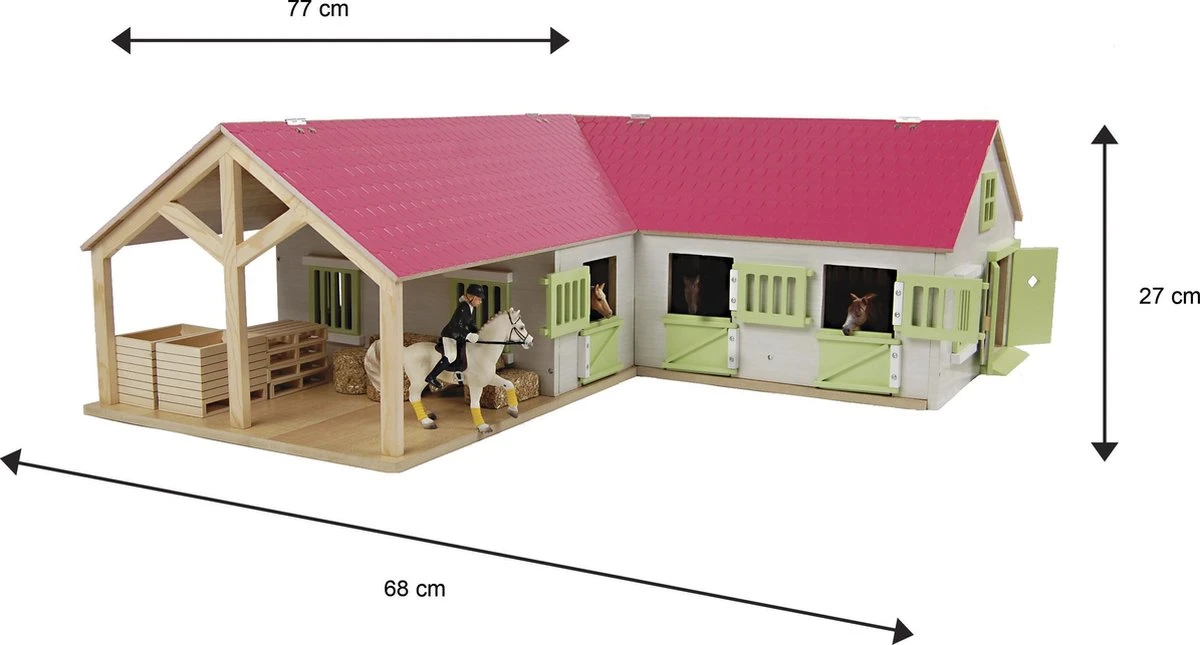 Kidsglobe Paardenstal Met 4 Boxen En Berging Rose/Wit 4 Kidsglobe Paardenstal Met 4 Boxen En Berging Rose/Wit - Afbeelding 2