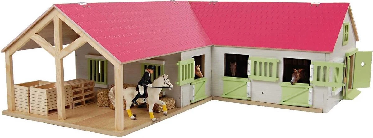 Kidsglobe Paardenstal Met 4 Boxen En Berging Rose/Wit 8 Kidsglobe Paardenstal Met 4 Boxen En Berging Rose/Wit - Afbeelding 6