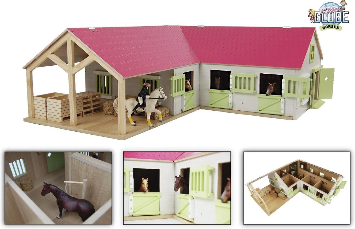 Kidsglobe Paardenstal Met 4 Boxen En Berging Rose/Wit 5 Kidsglobe Paardenstal Met 4 Boxen En Berging Rose/Wit - Afbeelding 3