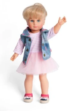 Kledingset Jurk Rose Met Spijkerjack Mt. 28 – 35 Cm. -Speelwereld Winkel kledingset pop heless 1550 2550 2