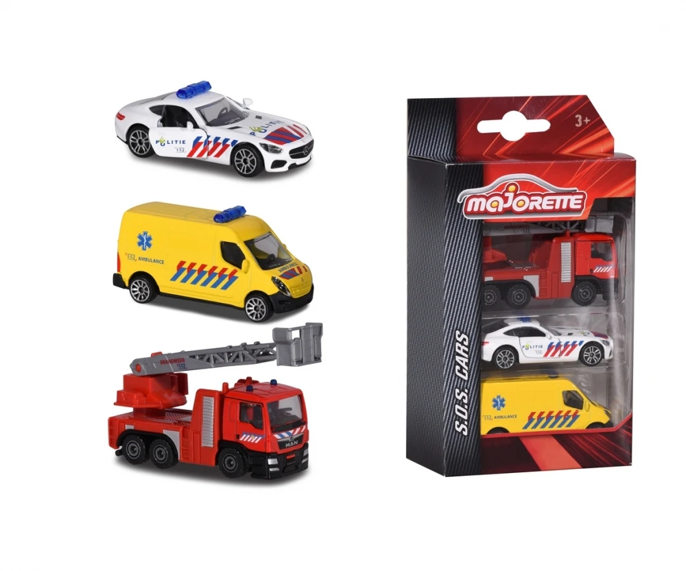 Majorette Set SOS Cars Politie Brandweer En Ambulance NL 3 Majorette Set SOS Cars Politie Brandweer En Ambulance NL