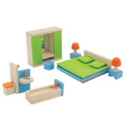 Meubelset Slaapkamer + Badkamer -Speelwereld Winkel slaapkamer en badkamer poppenhuis pintoy 12552 1