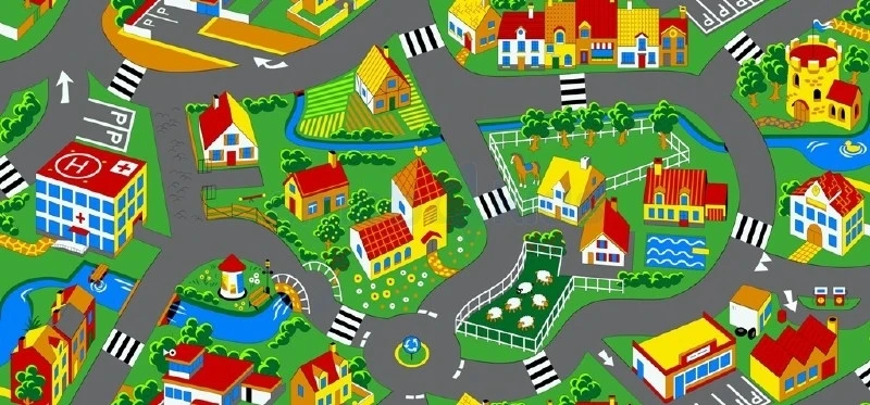 Speelkleed Little Village Speeltapijt 95×200 Cm Speelmat 4 Speelkleed Little Village Speeltapijt 95×200 Cm Speelmat - Afbeelding 2