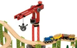 BigJigs BJT019 Houten Trein 114-delige Treinset Bouwterrein -Speelwereld Winkel treinset bouwterrein bigjigs bjt019 1 1