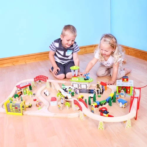 BigJigs BJT018 Houten Trein 124-delige Treinset Transport 8 BigJigs BJT018 Houten Trein 124-delige Treinset Transport - Afbeelding 6